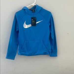 Nike Kids Bright Blue Hoodie with Silver Logo